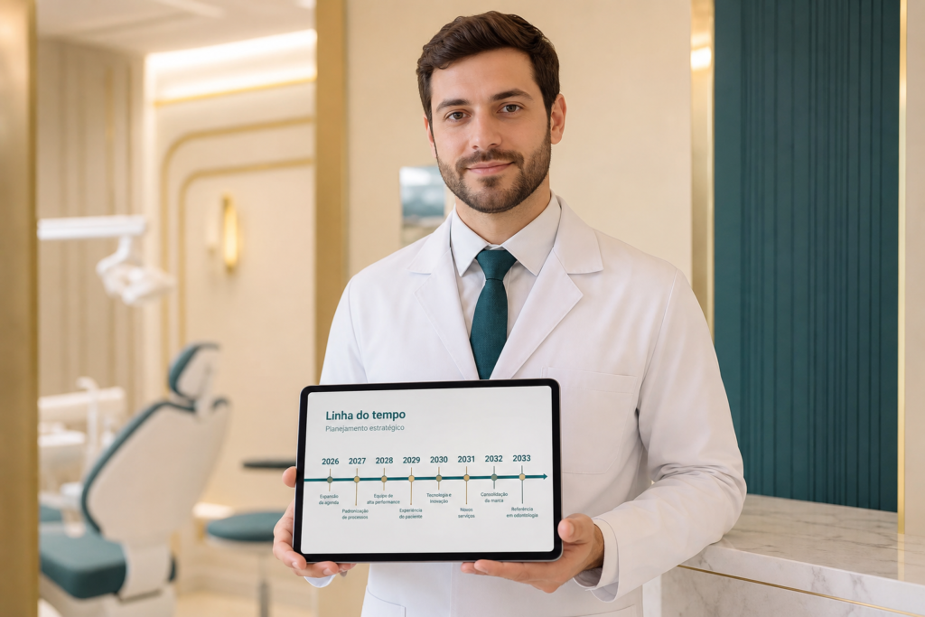 Dentista na clínica acompanhando o cronograma da reforma tributária para dentistas até 2033