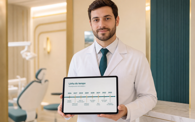 Dentista na clínica acompanhando o cronograma da reforma tributária para dentistas até 2033